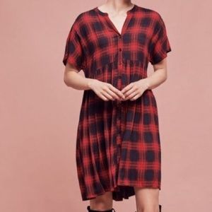 Anthropologie buffalo plaid babydoll dress